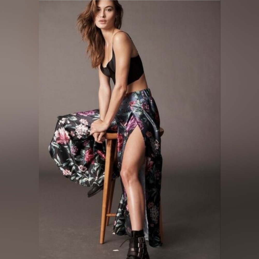 Victoria's Secret Floral Satin Wide Leg Tulip Pajama Pants